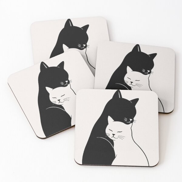Item preview, Black And White Cats Hugging Yin Yang Minimalist Cat Couple Art designed and sold by LYAN-STORE.