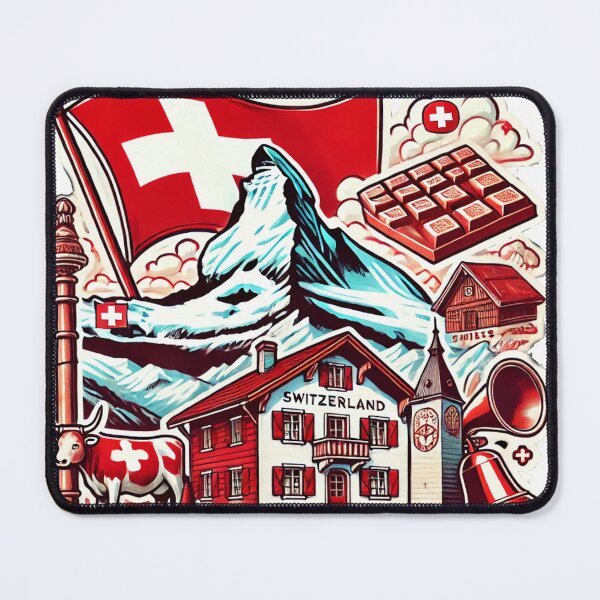 Item preview, Switzerland Travel Souvenir – Swiss Alps Folk Art designed and sold by ChicClicker.