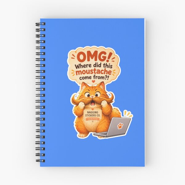 Item preview, NAGGING CAT2 BY NAGGINGSTICKERSCO. OMG! WHERE DID THIS MOUSTACHE COME FROM?!. WORKHAHOLIC COLLECTION | ELECTRIC BLUE Edition | No.03 designed and sold by LaMaisonOfMY.