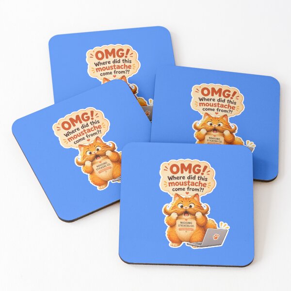 Item preview, NAGGING CAT2 BY NAGGINGSTICKERSCO. OMG! WHERE DID THIS MOUSTACHE COME FROM?!. WORKHAHOLIC COLLECTION | ELECTRIC BLUE Edition | No.03 designed and sold by LaMaisonOfMY.