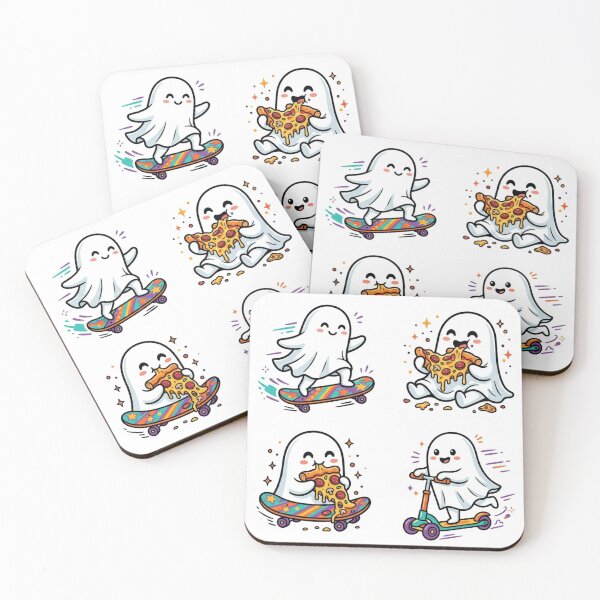 Item preview, Cute Ghost Activity Squad Skateboard Pizza Scooter Funny Spooky Kids designed and sold by KreatoLab.