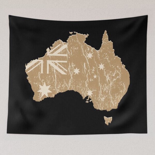 Aperçu de l'œuvre Vintage Australia Flag Map Silhouette créée et vendue par chaaval.