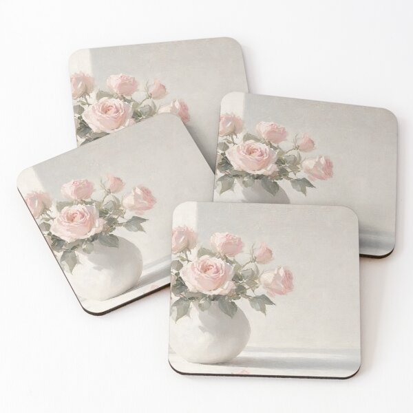 Item preview, Soft Pink Roses Minimalist Vase Painting designed and sold by ArtAmbience.