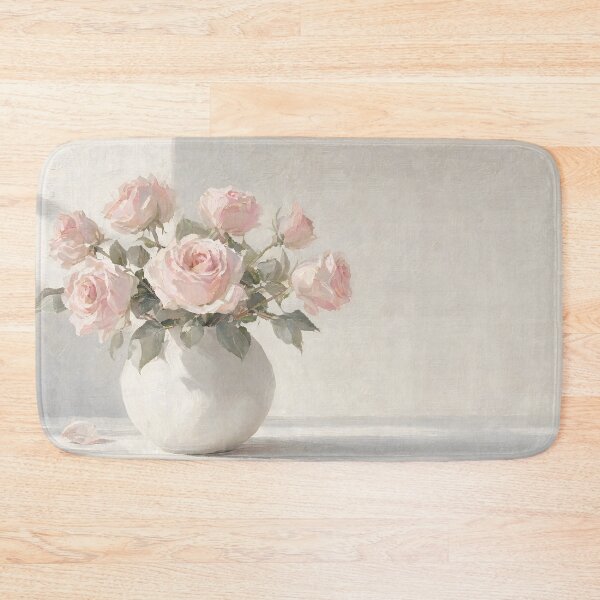 Item preview, Soft Pink Roses Minimalist Vase Painting designed and sold by ArtAmbience.
