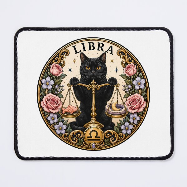 Item preview, Libra Black Cat Celestial Zodiac Scales designed and sold by Old's Cool Cat Studio.
