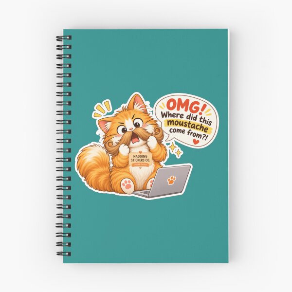 Item preview, NAGGING CAT2 BY NAGGINGSTICKERSCO. OMG! WHERE DID THIS MOUSTACHE COME FROM?!. WORKHAHOLIC COLLECTION | GREEN Edition | No.04 designed and sold by LaMaisonOfMY.