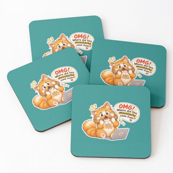 Item preview, NAGGING CAT2 BY NAGGINGSTICKERSCO. OMG! WHERE DID THIS MOUSTACHE COME FROM?!. WORKHAHOLIC COLLECTION | GREEN Edition | No.04 designed and sold by LaMaisonOfMY.