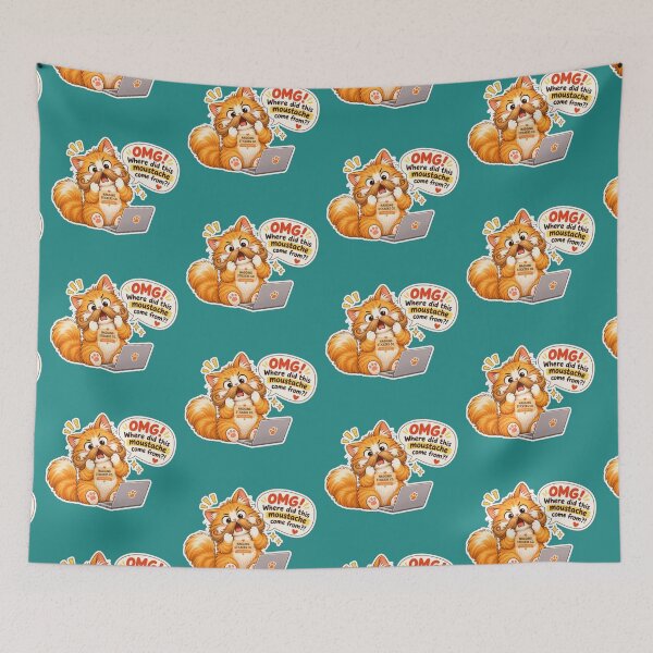 Item preview, NAGGING CAT2 BY NAGGINGSTICKERSCO. OMG! WHERE DID THIS MOUSTACHE COME FROM?!. WORKHAHOLIC COLLECTION | GREEN Edition | No.04 designed and sold by LaMaisonOfMY.