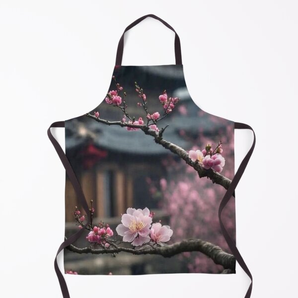 Item preview, Cherry Blossom Branch Pink Sakura Asian Temple Background Photography designed and sold by LYAN-STORE.