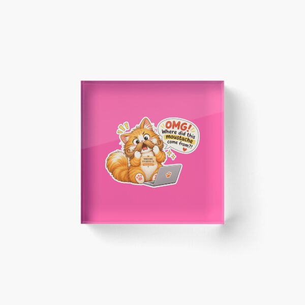 Item preview, NAGGING CAT2 BY NAGGINGSTICKERSCO. OMG! WHERE DID THIS MOUSTACHE COME FROM?!. WORKHAHOLIC COLLECTION | ELECTRIC PINK Edition | No.04 designed and sold by LaMaisonOfMY.