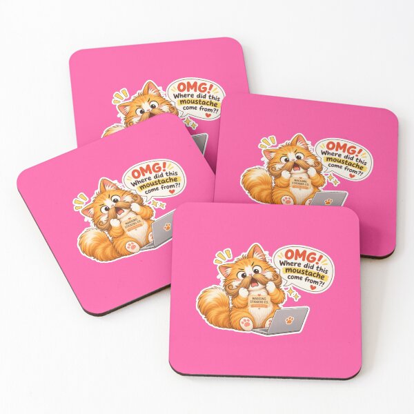 Item preview, NAGGING CAT2 BY NAGGINGSTICKERSCO. OMG! WHERE DID THIS MOUSTACHE COME FROM?!. WORKHAHOLIC COLLECTION | ELECTRIC PINK Edition | No.04 designed and sold by LaMaisonOfMY.