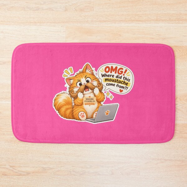 Item preview, NAGGING CAT2 BY NAGGINGSTICKERSCO. OMG! WHERE DID THIS MOUSTACHE COME FROM?!. WORKHAHOLIC COLLECTION | ELECTRIC PINK Edition | No.04 designed and sold by LaMaisonOfMY.