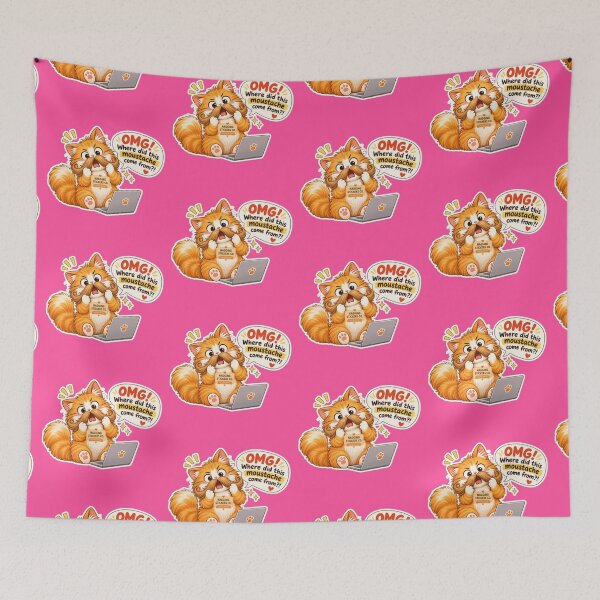 Item preview, NAGGING CAT2 BY NAGGINGSTICKERSCO. OMG! WHERE DID THIS MOUSTACHE COME FROM?!. WORKHAHOLIC COLLECTION | ELECTRIC PINK Edition | No.04 designed and sold by LaMaisonOfMY.