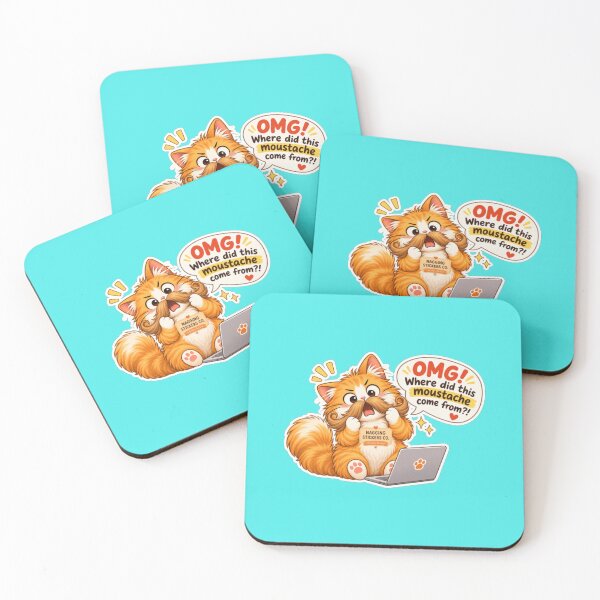 Item preview, NAGGING CAT2 BY NAGGINGSTICKERSCO. OMG! WHERE DID THIS MOUSTACHE COME FROM?!. WORKHAHOLIC COLLECTION | AQUA Edition | No.04 designed and sold by LaMaisonOfMY.