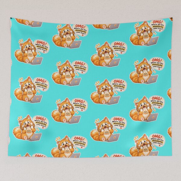 Item preview, NAGGING CAT2 BY NAGGINGSTICKERSCO. OMG! WHERE DID THIS MOUSTACHE COME FROM?!. WORKHAHOLIC COLLECTION | AQUA Edition | No.04 designed and sold by LaMaisonOfMY.