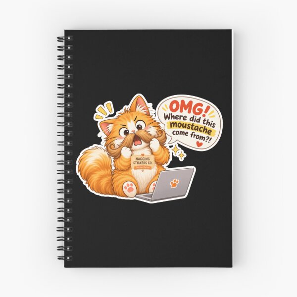 Item preview, NAGGING CAT2 BY NAGGINGSTICKERSCO. OMG! WHERE DID THIS MOUSTACHE COME FROM?!. WORKHAHOLIC COLLECTION | BLACK Edition | No.04 designed and sold by LaMaisonOfMY.