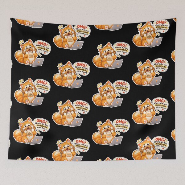 Item preview, NAGGING CAT2 BY NAGGINGSTICKERSCO. OMG! WHERE DID THIS MOUSTACHE COME FROM?!. WORKHAHOLIC COLLECTION | BLACK Edition | No.04 designed and sold by LaMaisonOfMY.