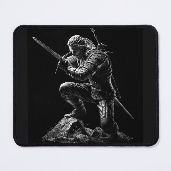 Item preview, Dark Fantasy Warrior with Dual Swords Black and White Medieval Art Design designed and sold by inkoutninja.