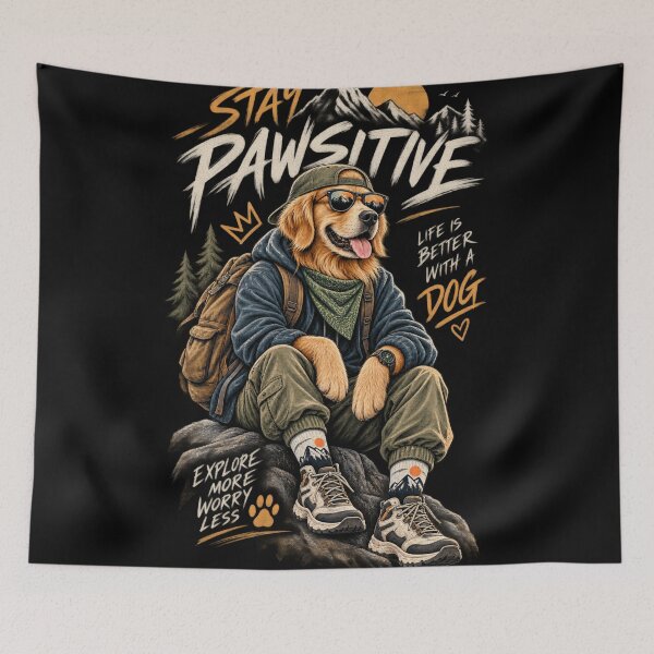 Item preview, Stay Pawsitive - Golden Retriever Hiker designed and sold by GenZFashion000.