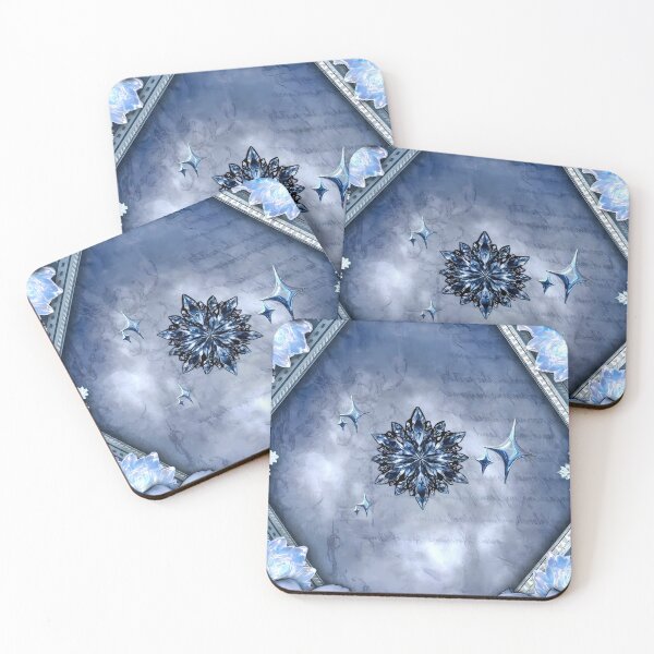 Item preview, Elegant Winter Lilies & Crystal Snowflake – Majestic Blue & White Floral Art designed and sold by SnowyLines.