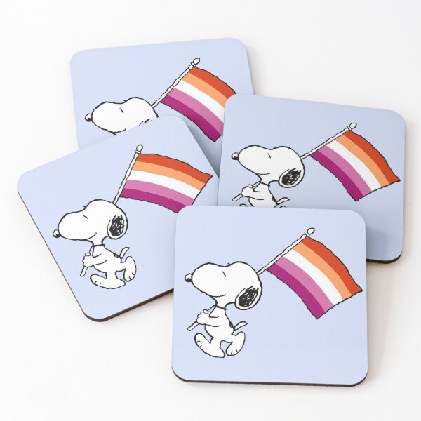 Item preview, Snoopy Walking With Lesbian Pride Flag designed and sold by Bohepa.