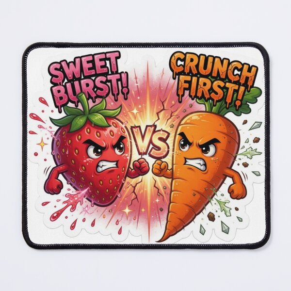 Item preview, Strawberry Versus Carrot Kitchen Battle Sticker designed and sold by Imaginarium of Chaos falcon88 .