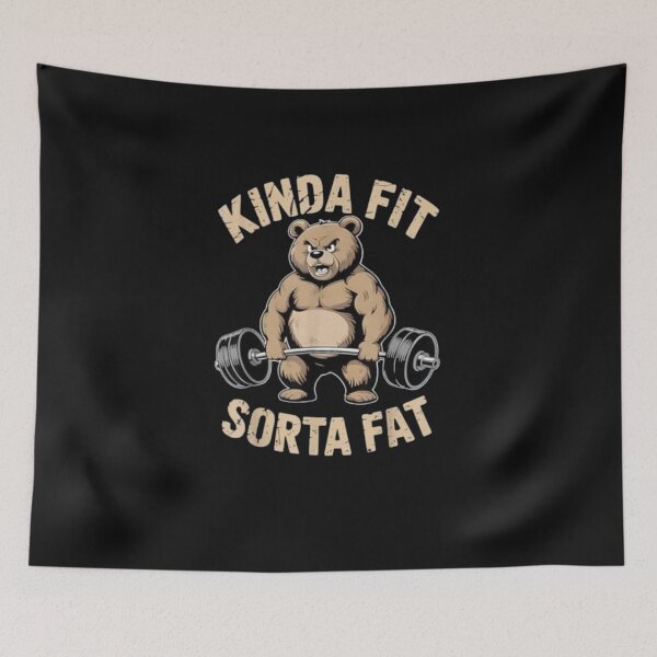 Item preview, Kinda Fit Sorta Fat - Funny Gym Bear Weightlifting Workout designed and sold by roartusa.