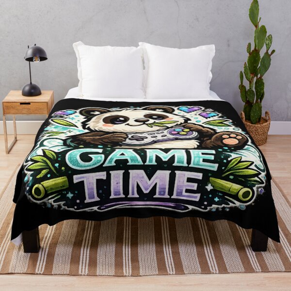 Item preview, Game Time – Cute Panda Gamer Bamboo Design designed and sold by ArtisticHeart21.