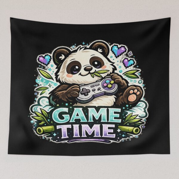 Item preview, Game Time – Cute Panda Gamer Bamboo Design designed and sold by ArtisticHeart21.