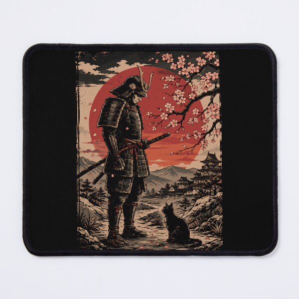 Item preview, Samurai Cat Japanese Warrior Cherry Blossom designed and sold by Izanmie.