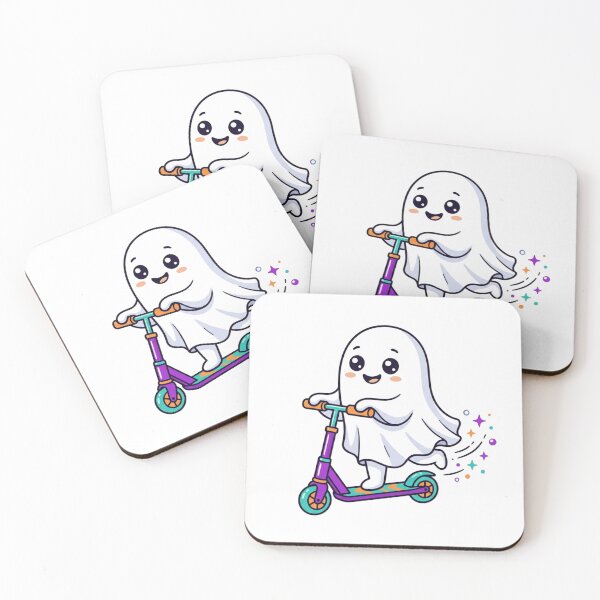 Item preview, Cute Ghost Riding Scooter Funny Spooky Kids Activity Sticker designed and sold by KreatoLab.