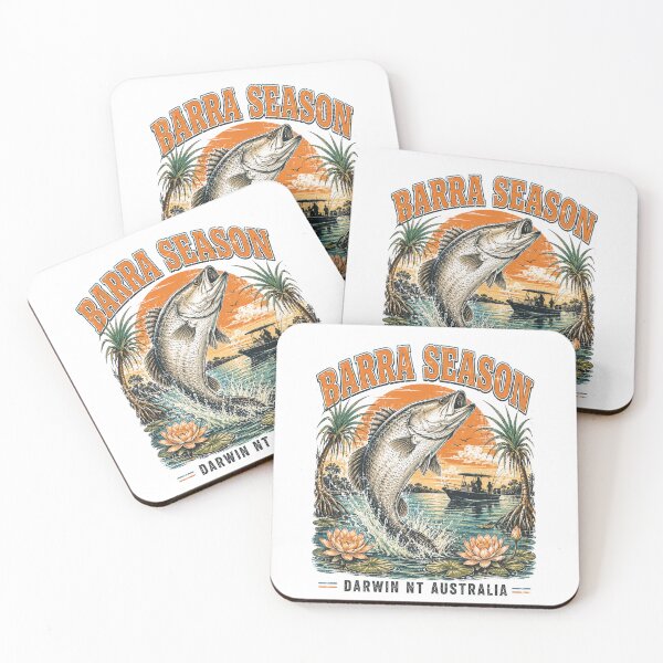 Item preview, Barra Season Barramundi Fishing Darwin NT Australia Vintage Fishing Art designed and sold by Yellowriversss.