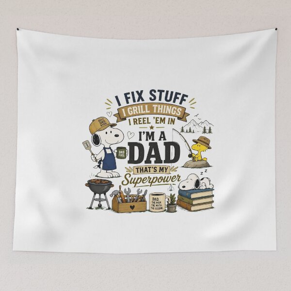 Item preview, Snoopy Fix Grill Reel Dad Superpower Father Day designed and sold by cesrahotdemo.