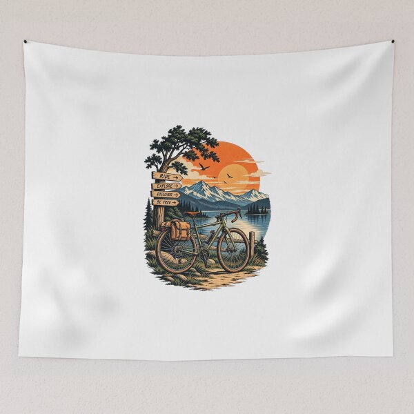 Item preview, Vintage Bicycle Adventure – Retro Travel & Cycling T-Shirt Design designed and sold by LarkLeaf.