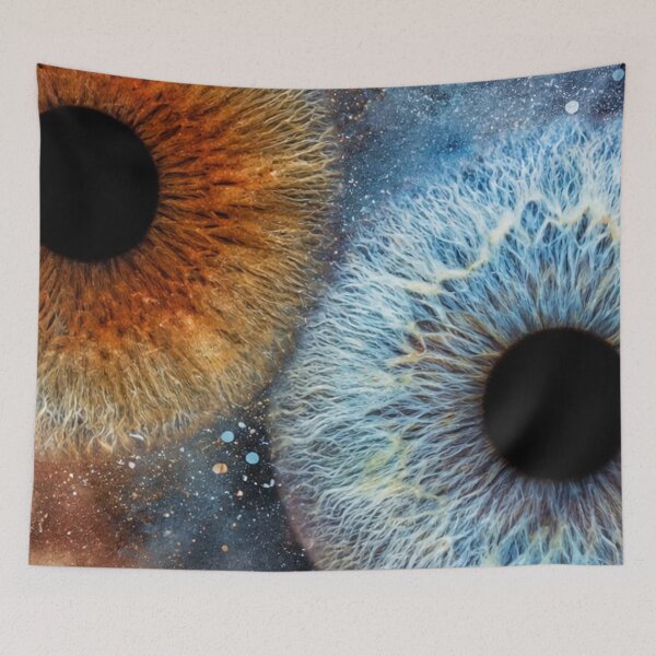 Item preview, Cosmic Human Iris Macro Blue And Amber Eyes Galaxy Art designed and sold by LYAN-STORE.