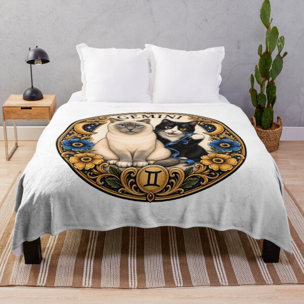 Item preview, Gemini Cats Celestial Zodiac Siamese Tuxedo designed and sold by Old's Cool Cat Studio.