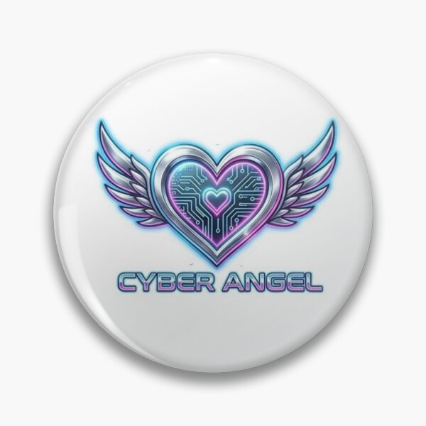 Item preview, Futuristic Cyber Angel Glowing Heart Winged Emblem designed and sold by MaafiaArtsThai.