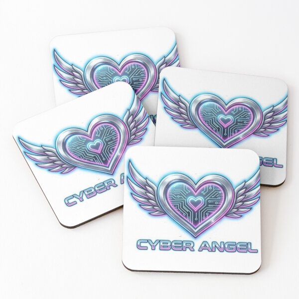 Item preview, Futuristic Cyber Angel Glowing Heart Winged Emblem designed and sold by MaafiaArtsThai.