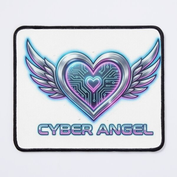 Item preview, Futuristic Cyber Angel Glowing Heart Winged Emblem designed and sold by MaafiaArtsThai.