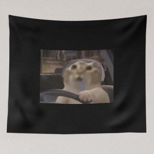 Item preview, Blurry Drooling Cat Driving Car - Unhinged Meme Art designed and sold by BrontesWhimsyStore.