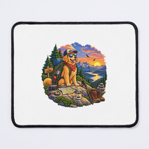 Item preview, Vintage Hiking Dog Mountain Adventure Illustration designed and sold by lovepower.