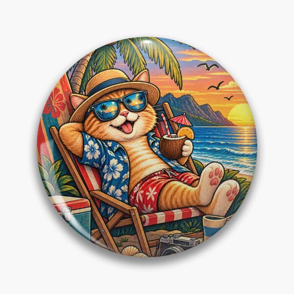 Item preview, Vintage Beach Cat Tropical Vacation Illustration designed and sold by lovepower.
