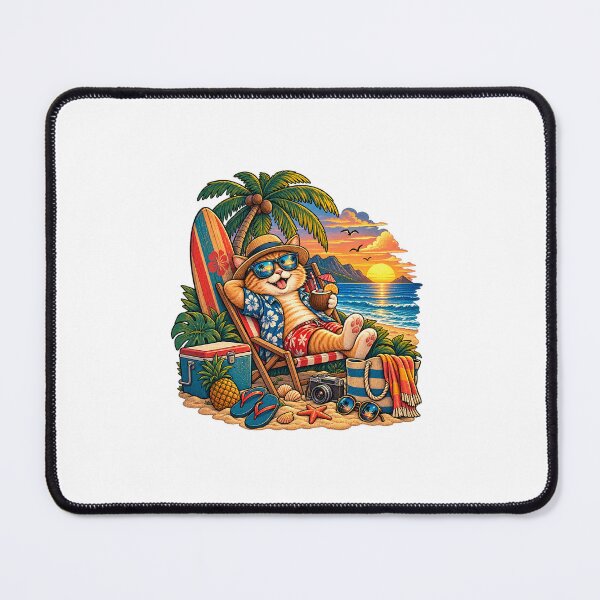 Item preview, Vintage Beach Cat Tropical Vacation Illustration designed and sold by lovepower.