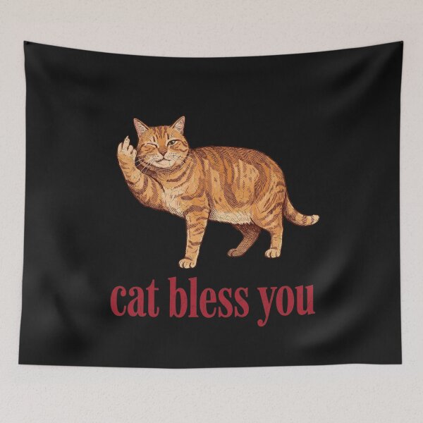 Item preview, Cat Bless You Funny Orange Tabby Middle Finger Vintage designed and sold by SEINENGAPPI23.