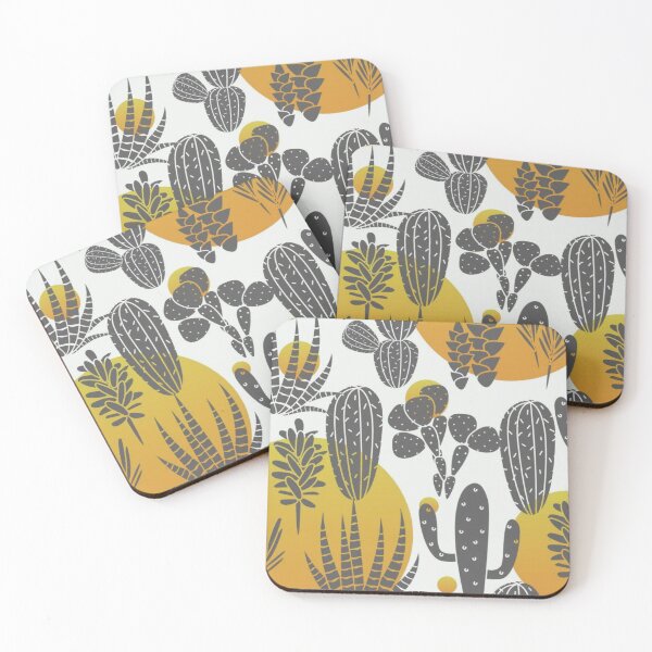 Item preview, Mid Century Modern Cactus Pattern Mustard Yellow Succulent Desert Art designed and sold by LYAN-STORE.