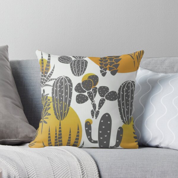 Item preview, Mid Century Modern Cactus Pattern Mustard Yellow Succulent Desert Art designed and sold by LYAN-STORE.