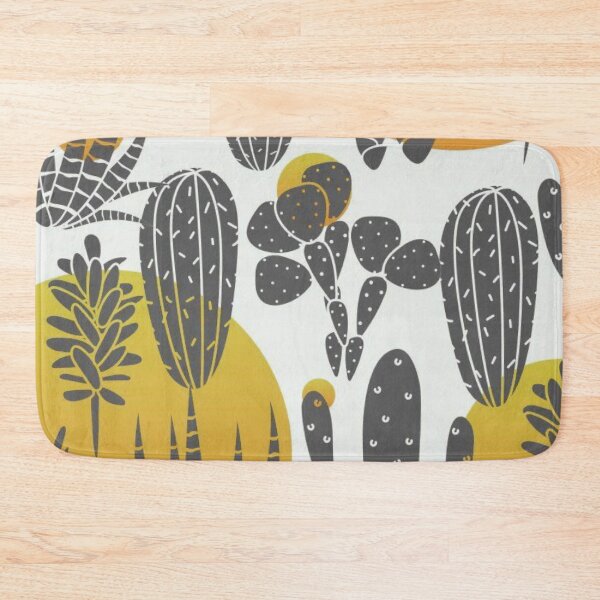 Item preview, Mid Century Modern Cactus Pattern Mustard Yellow Succulent Desert Art designed and sold by LYAN-STORE.