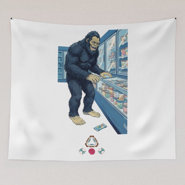 Item preview, Bigfoot's Ice Cream Run - Funny Sasquatch at the Grocery Store designed and sold by Whimsy Trail Co.