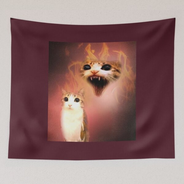 Item preview, Meowl Fiery Spirit - Unhinged Cat Owl Hybrid Meme Art designed and sold by BrontesWhimsyStore.