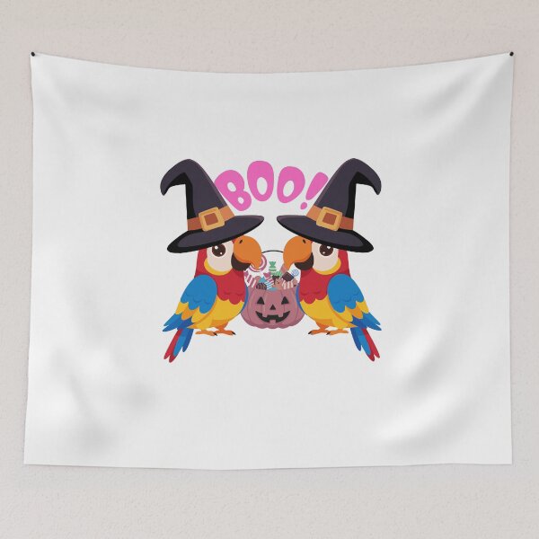Item preview, Spooky Halloween Parrots with Candy Pumpkin designed and sold by Palette _Vibes.